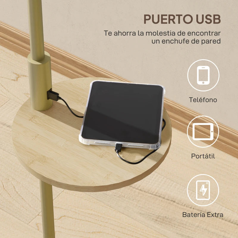 Puerto USB integrado de la lámpara de pie Teodolinda para cargar el móvil