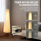 Lámpara Mintaka de Pie Trípode de Madera con Pantalla de Tela y Brillo Ajustable