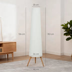 Lámpara Mintaka de Pie Trípode de Madera con Pantalla de Tela y Brillo Ajustable