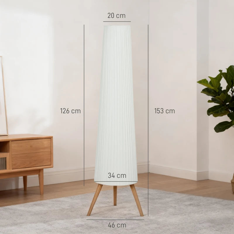 Lámpara Mintaka de Pie Trípode de Madera con Pantalla de Tela y Brillo Ajustable