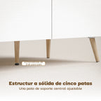Estructura de cinco patas con pata central de la mesa de centro Ardil para mayor estabilidad