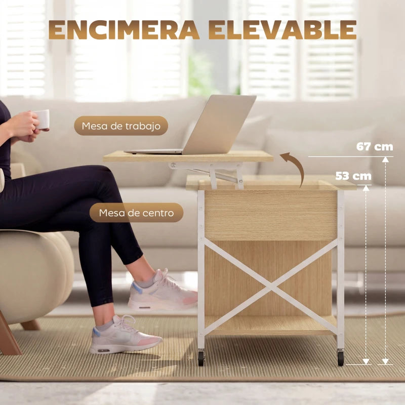 Encimera de la mesa Arizkun elevada a 67 cm para comer desde el sofá