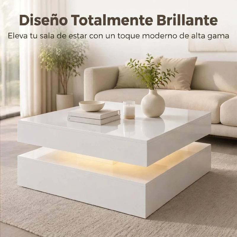 Superficie cuadrada blanca de alto brillo de la mesa de centro Blitzón