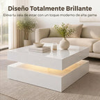 Superficie cuadrada blanca de alto brillo de la mesa de centro Blitzón