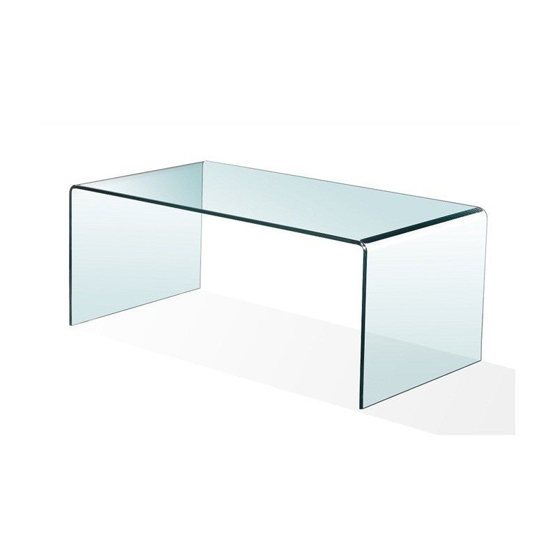 Mesa de centro Cantavieja fabricada íntegramente en cristal curvado transparente