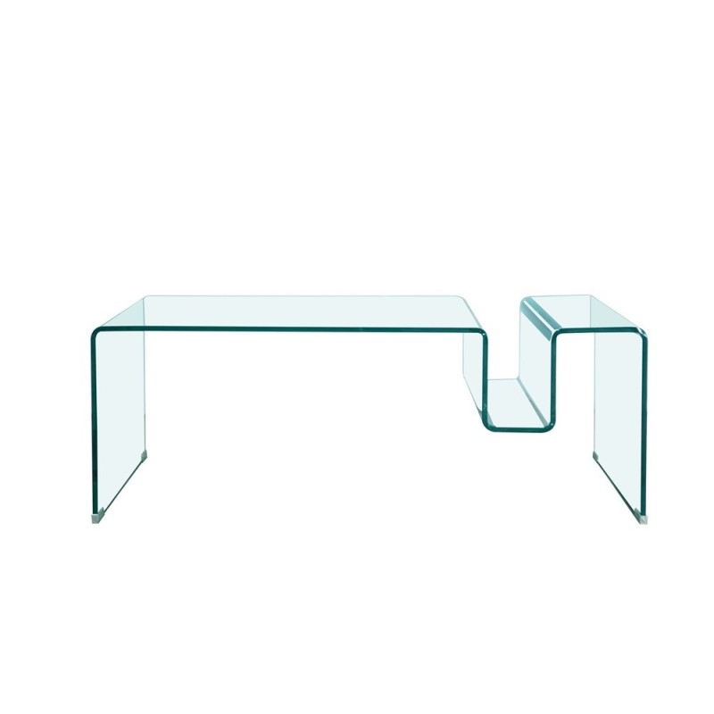 Mesa de centro Mirambel de 120 cm fabricada íntegramente en cristal curvado