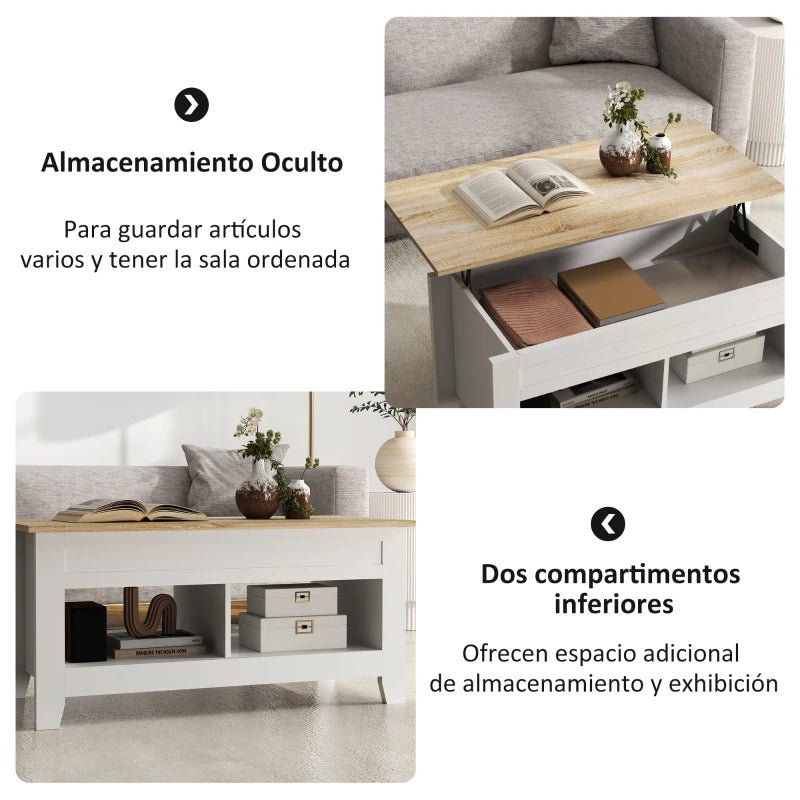Compartimento oculto bajo la encimera con mandos, revistas y objetos pequeños