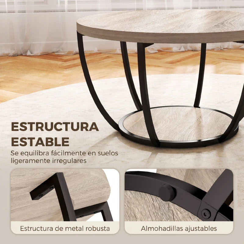 Patas con almohadillas ajustables de la mesa de centro Nôvik apoyadas sobre el suelo