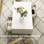 Detalle de un cajón abierto de la mesa de centro Ordnungo