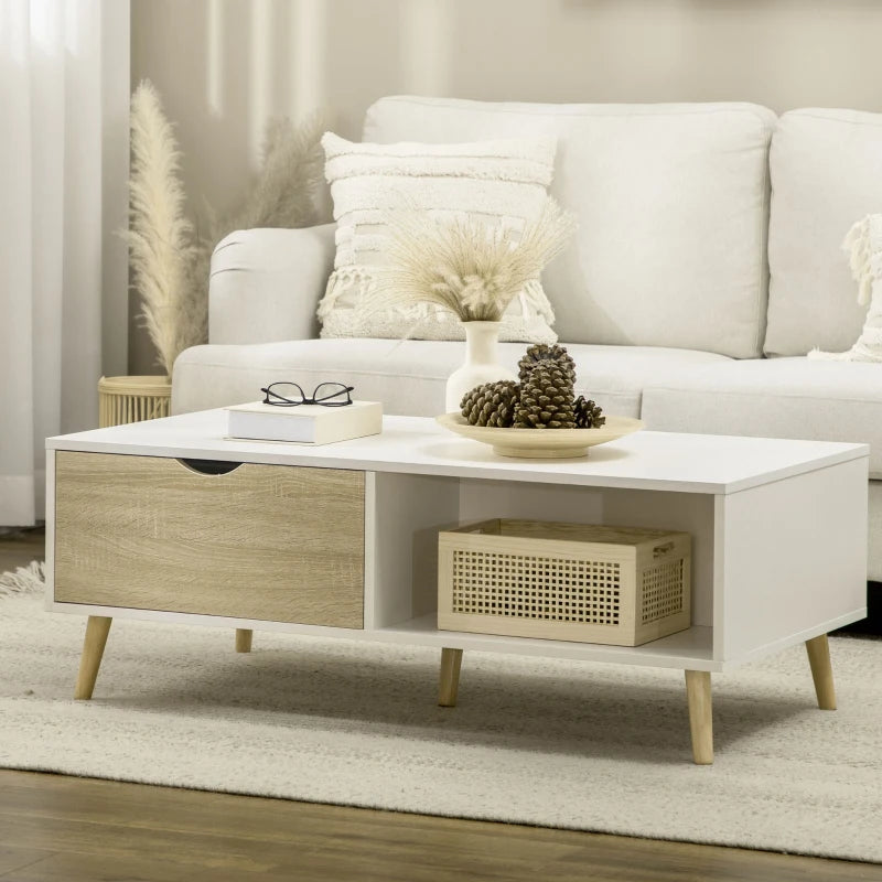 Mesa de centro Ordnungo integrada en un salón luminoso de estilo escandinavo