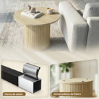 Almohadillas de fieltro en la base de la mesa de centro Wobblewood que protegen el suelo