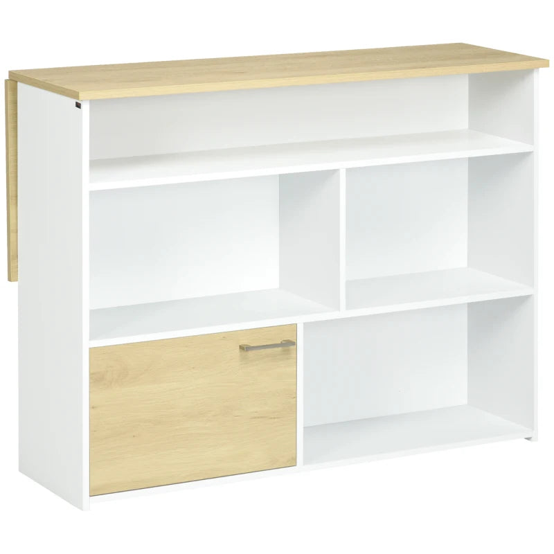 Mesa de cocina Kiruna blanca con el ala plegada como aparador