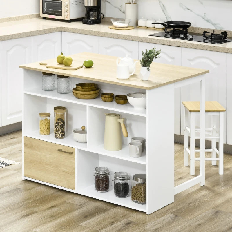 Mesa de cocina Kiruna blanca integrada en una cocina moderna