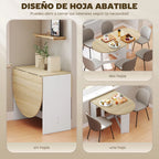 Detalle del ala abatible y la bisagra metálica de la mesa de cocina Klapa