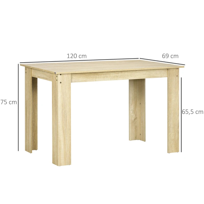Diagrama con las medidas de la mesa de comedor de 120x69x75 cm