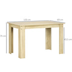 Diagrama con las medidas de la mesa de comedor de 120x69x75 cm
