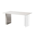 Mesa de comedor Boston con tapa de cerámica efecto mármol blanco y base de acrílico