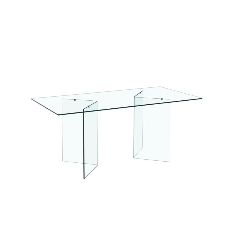 Mesa de comedor Phoenix fabricada íntegramente en cristal transparente