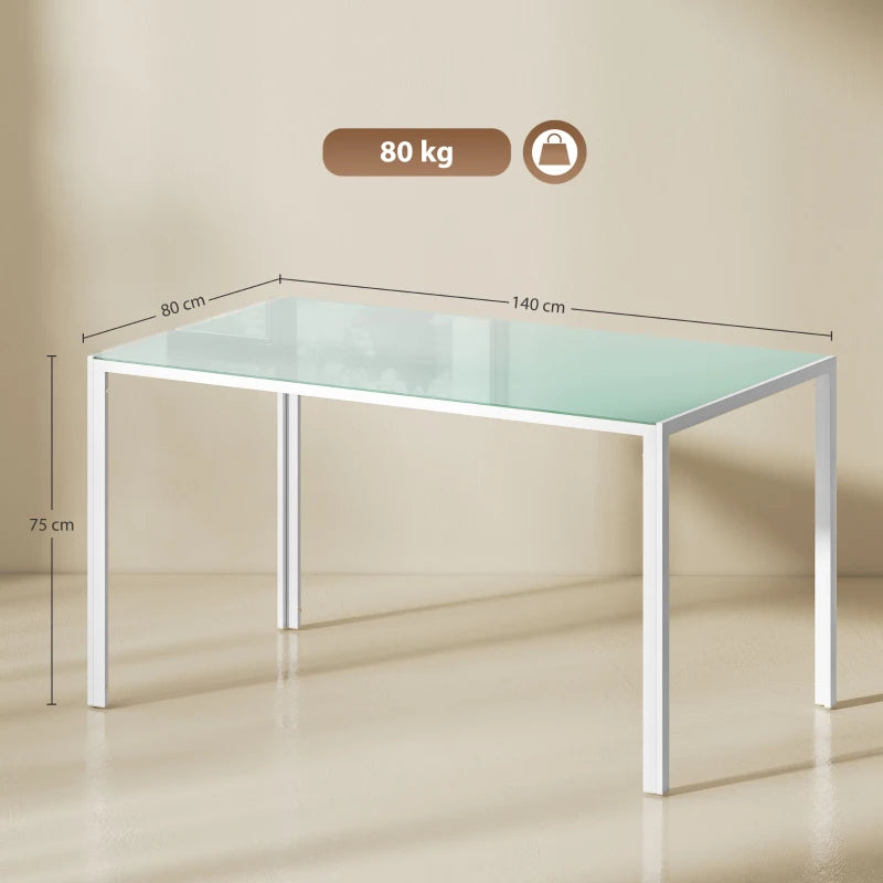 Diagrama con las medidas de la mesa de comedor de 140x80x75 cm