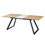 Mesa de comedor extensible Portland con estructura de metal negro y tapa de madera
