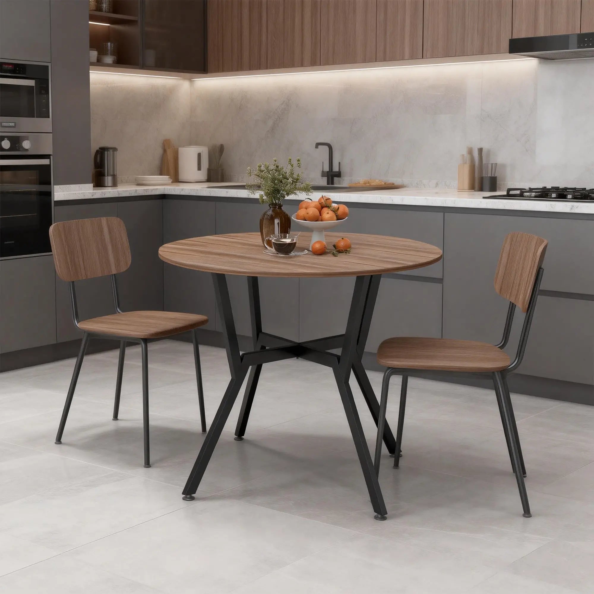 Mesa de comedor Fabrik de estilo industrial integrada en una cocina moderna