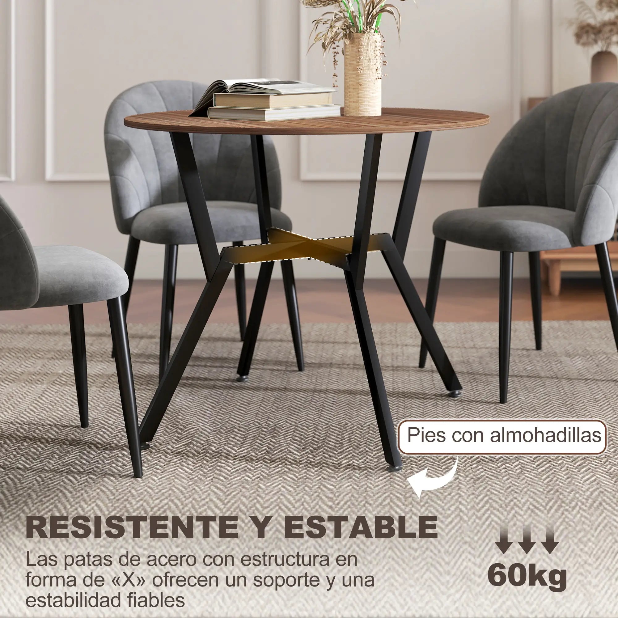 Patas de acero negro en forma de X con marco central de la mesa Fabrik