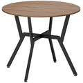 Mesa de comedor redonda Fabrik de estilo industrial con encimera de madera y patas de acero negro