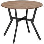 Mesa de comedor redonda Fabrik de estilo industrial con encimera de madera y patas de acero negro