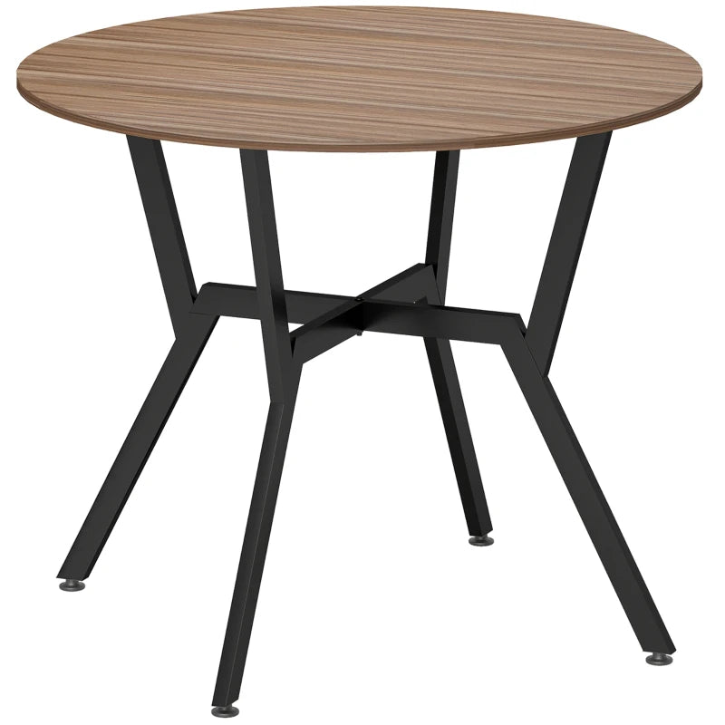 Mesa de comedor redonda Fabrik de estilo industrial con encimera de madera y patas de acero negro