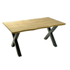 Mesa de Comedor Industrial Denver 180x90 cm con Estructura de Metal Negro y Tapa de Madera de 40 mm