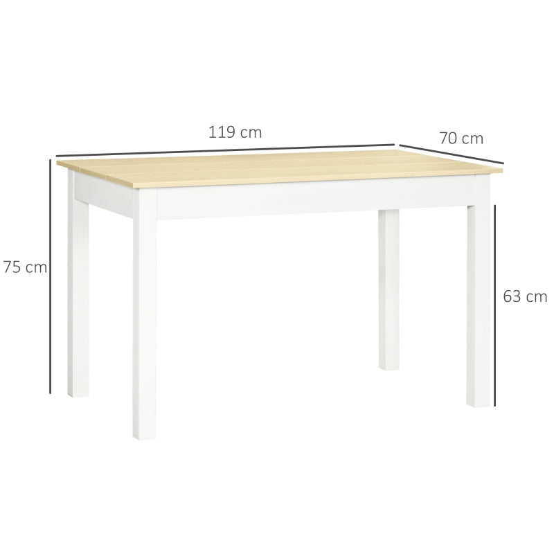 Diagrama con las medidas de la mesa de comedor de 119x70x75 cm