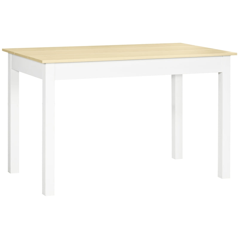 Mesa de comedor rectangular de 119 cm en roble y blanco para seis personas