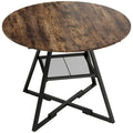 Mesa de comedor redonda Osteria de estilo industrial con tablero efecto madera rústica y estructura de metal negro