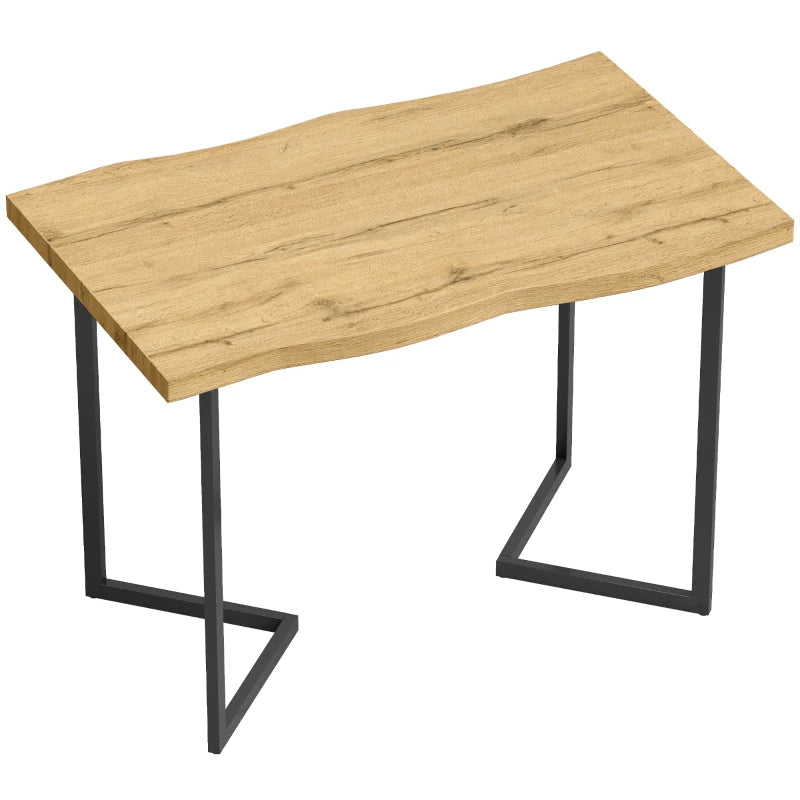 Mesa de comedor Robur en acabado roble con patas de metal negro en un comedor moderno