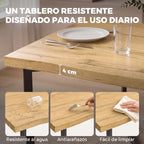 Detalle del tablero grueso de 4 cm con veta de roble de la mesa Robur
