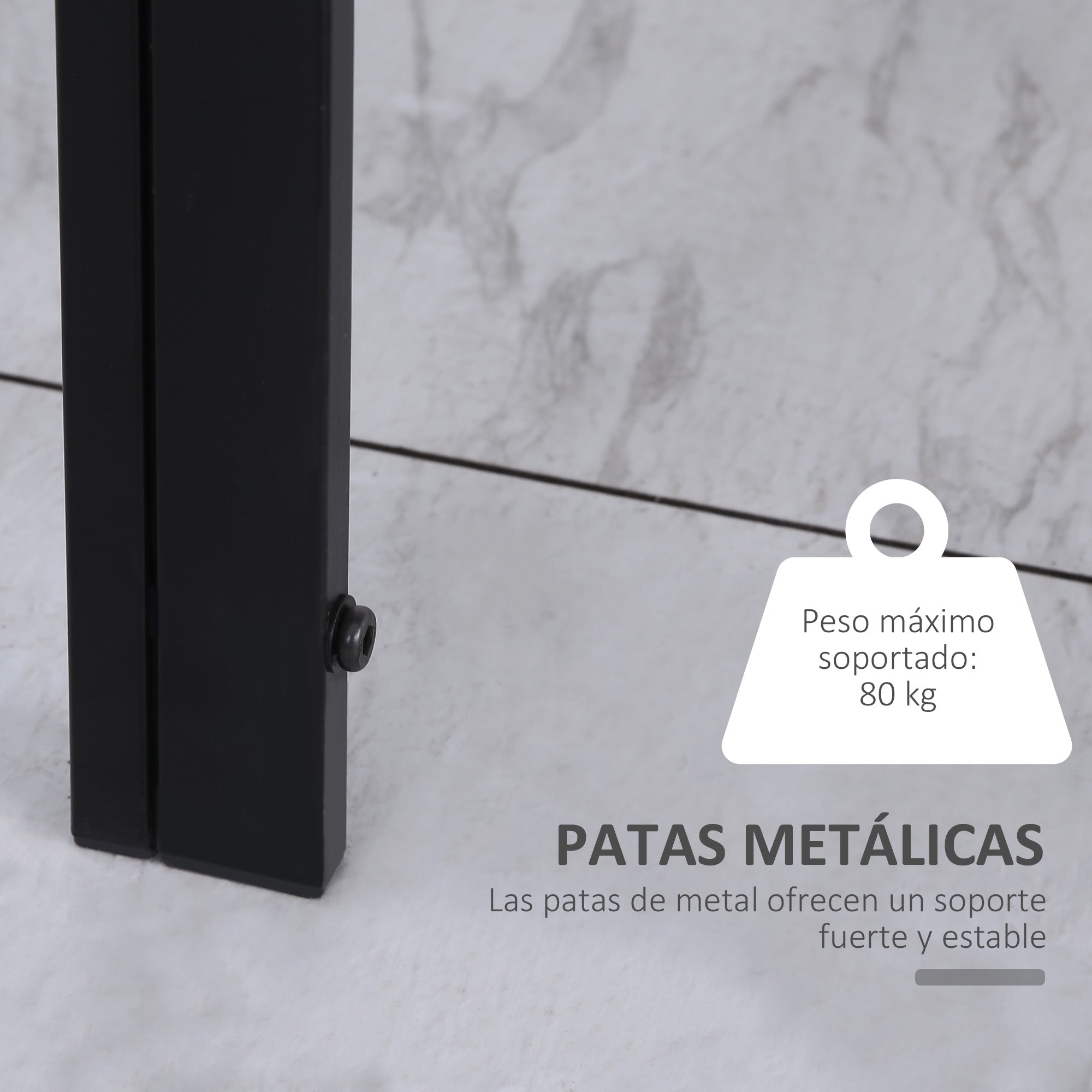 Patas de tubo de metal negro con recubrimiento en polvo de la mesa de comedor Shadó