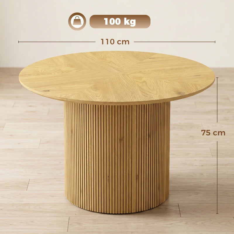 Diagrama de medidas de la mesa de comedor Tondó con dimensiones en centímetros