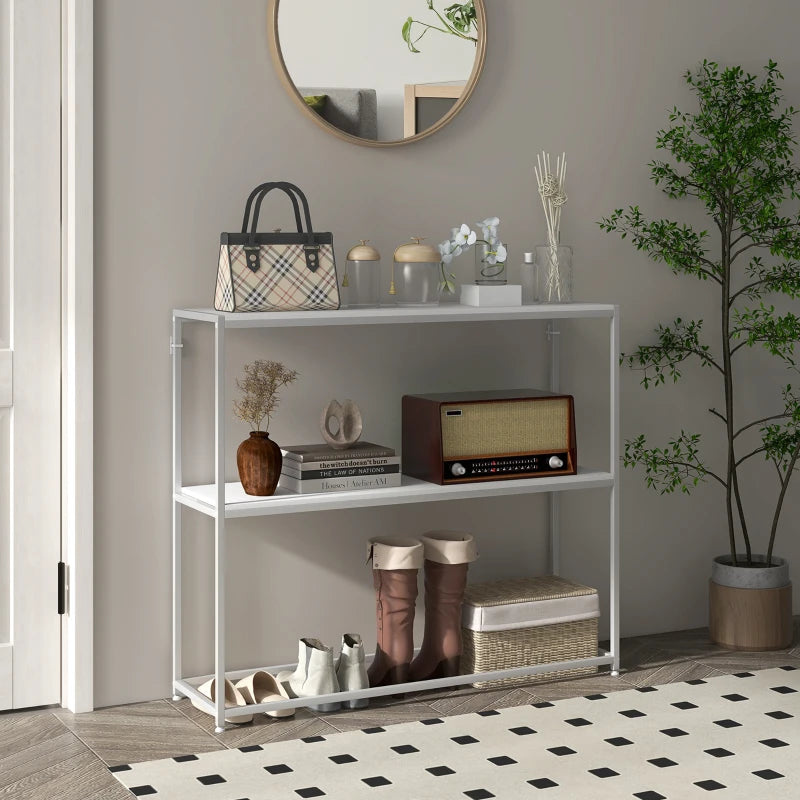 Consola Aurora colocada en un pasillo estrecho como mueble auxiliar