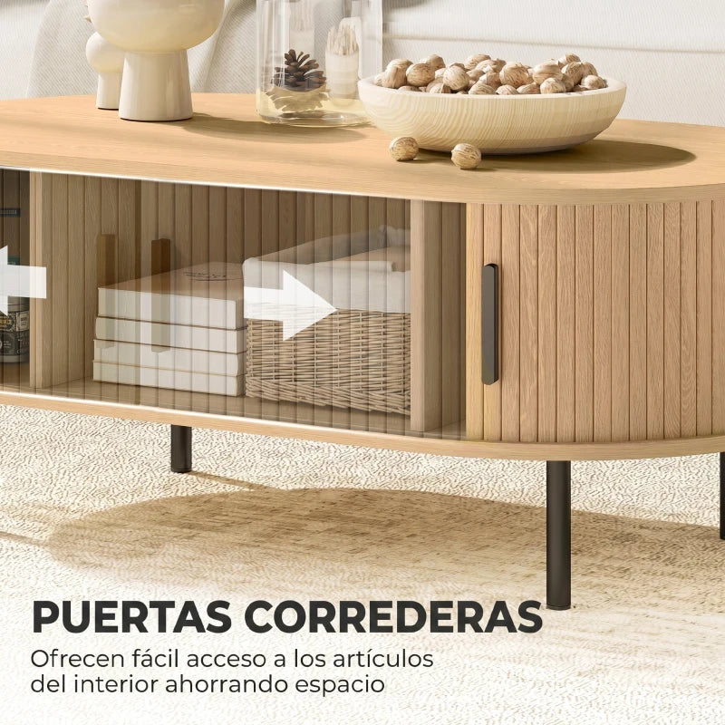 Detalle de la textura de listones de la puerta de tambor corredera en acabado estilo madera natural.