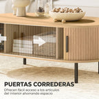 Detalle de la textura de listones de la puerta de tambor corredera en acabado estilo madera natural.
