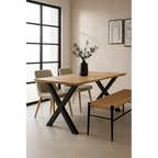 Mesa de Comedor Industrial Denver 180x90 cm con Estructura de Metal Negro y Tapa de Madera de 40 mm