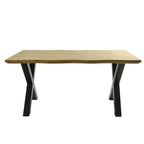Mesa de Comedor Industrial Denver 180x90 cm con Estructura de Metal Negro y Tapa de Madera de 40 mm