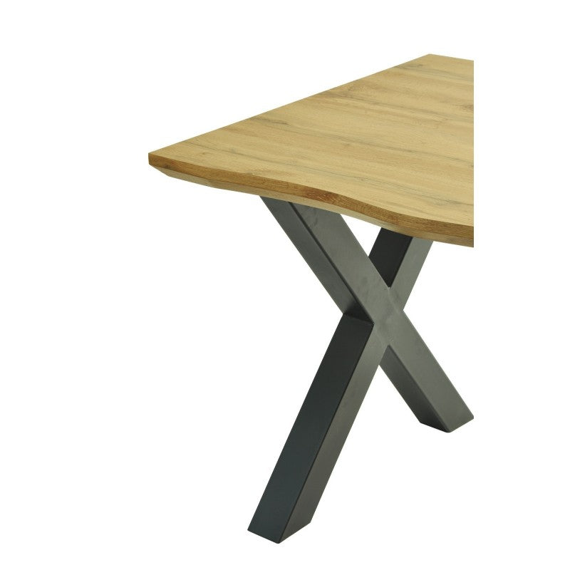 Mesa de Comedor Industrial Denver 180x90 cm con Estructura de Metal Negro y Tapa de Madera de 40 mm
