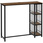 Mesa alta de bar Detroit de estilo industrial con encimera efecto madera y patas de acero negro