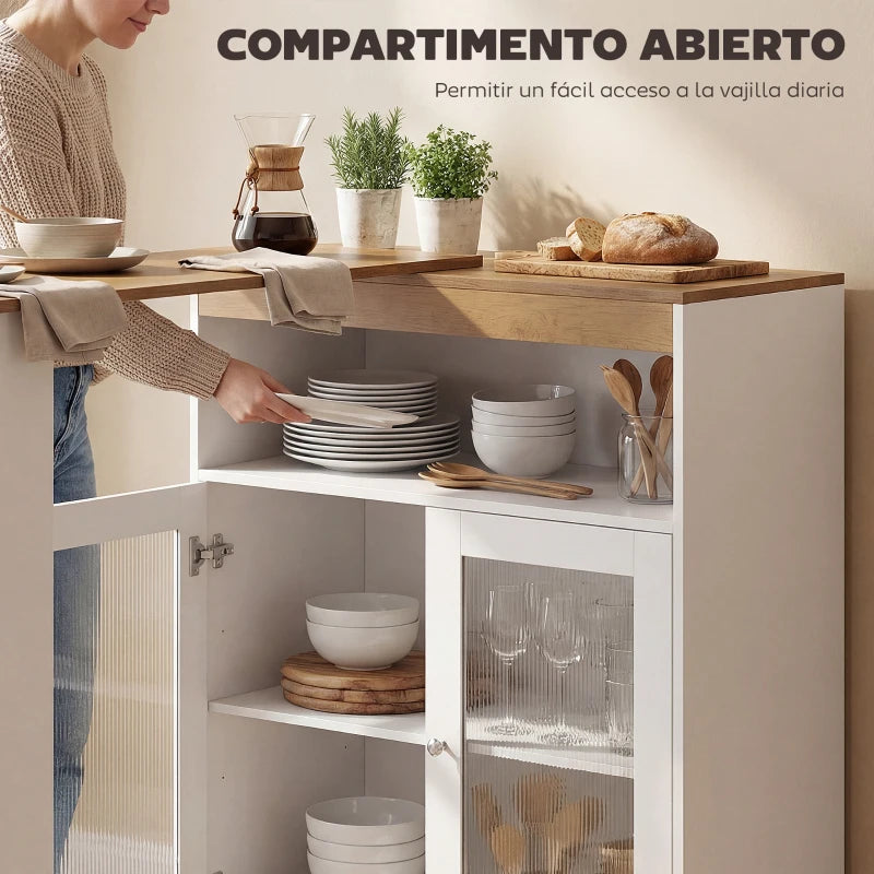 Estantes abiertos de la mesa de bar Ostende con botellas y copas