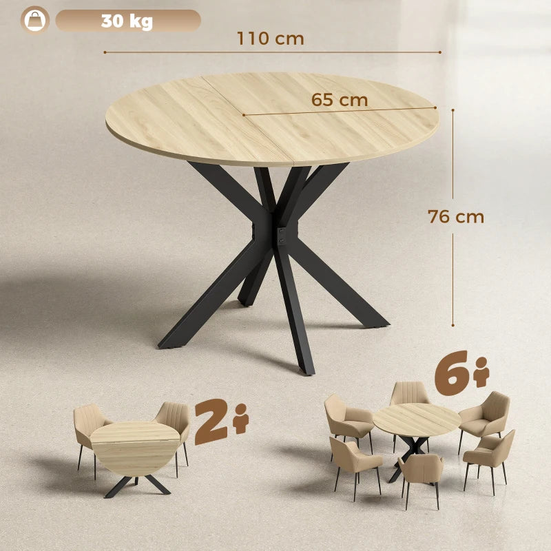 Diagrama con las medidas de la mesa plegable redonda de Ø110x76 cm