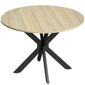 Mesa de cocina plegable redonda en madera natural con estructura de acero negro
