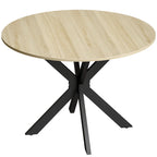 Mesa de cocina plegable redonda en madera natural con estructura de acero negro