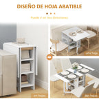 Mesa plegable blanca en una cocina pequeña con las alas desplegadas