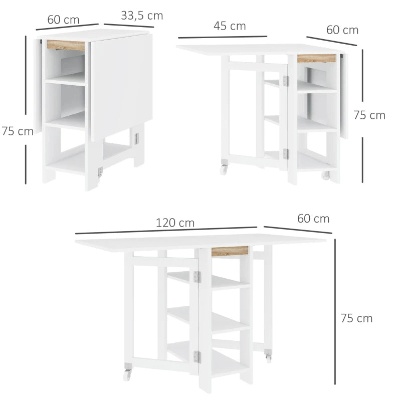 Diagrama con las medidas de la mesa plegable de 120x60x75 cm